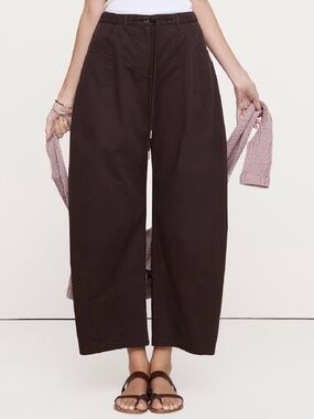 MID-RISE BARREL COTTON POPLIN PANT